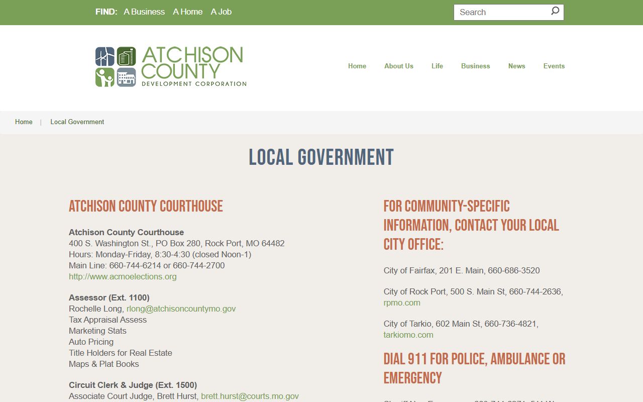 Atchison County Jail contact and local government information