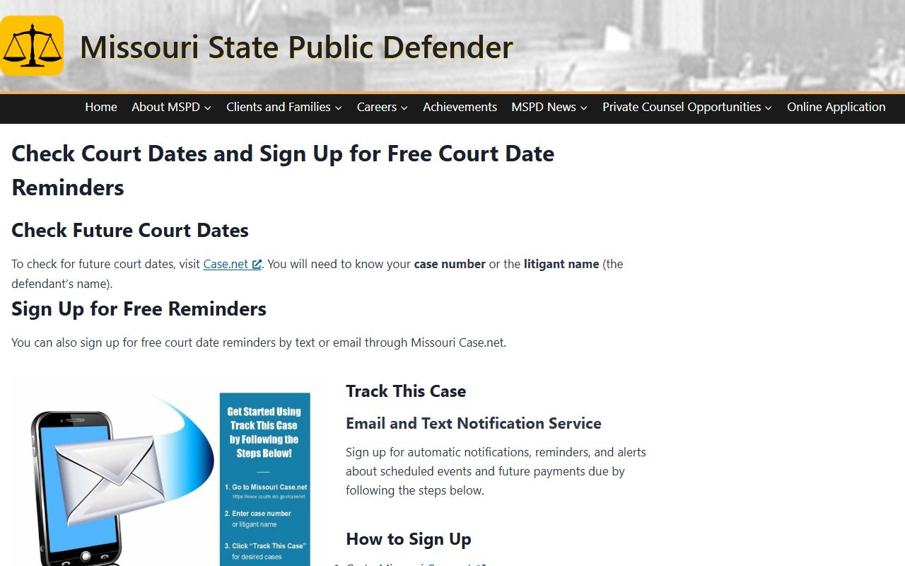 Missouri Public Defender Case.net instructions for Atchison County court records after arrest