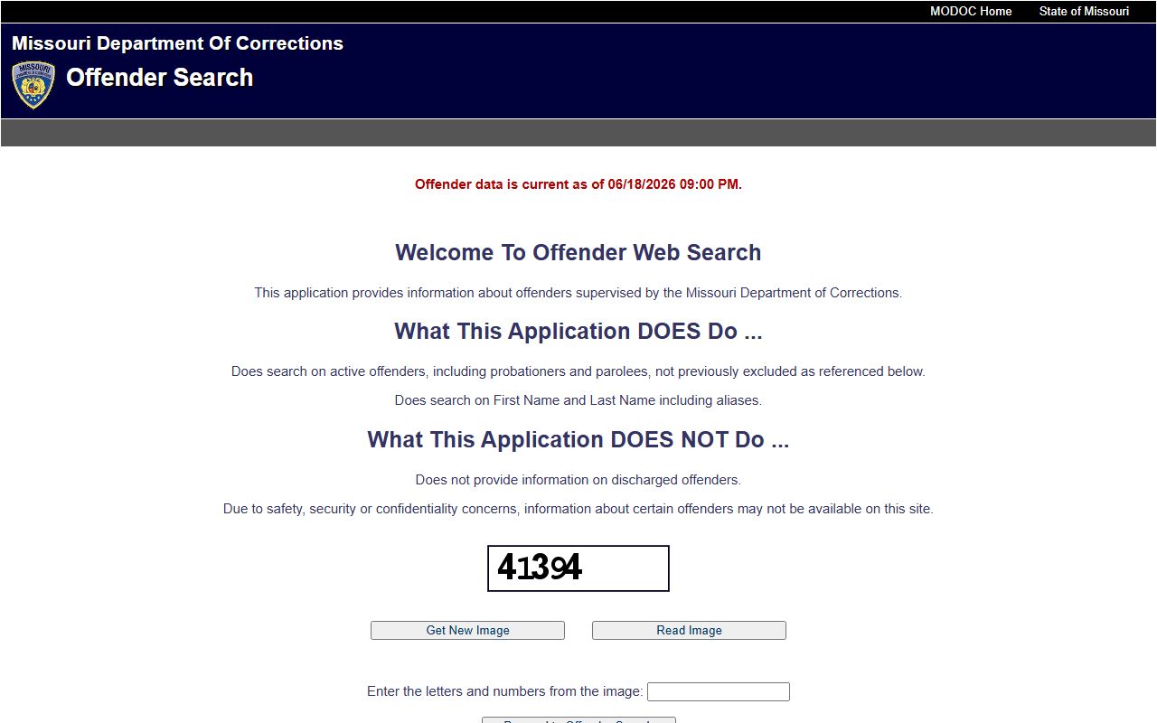 Atchison County inmate population Missouri DOC offender search